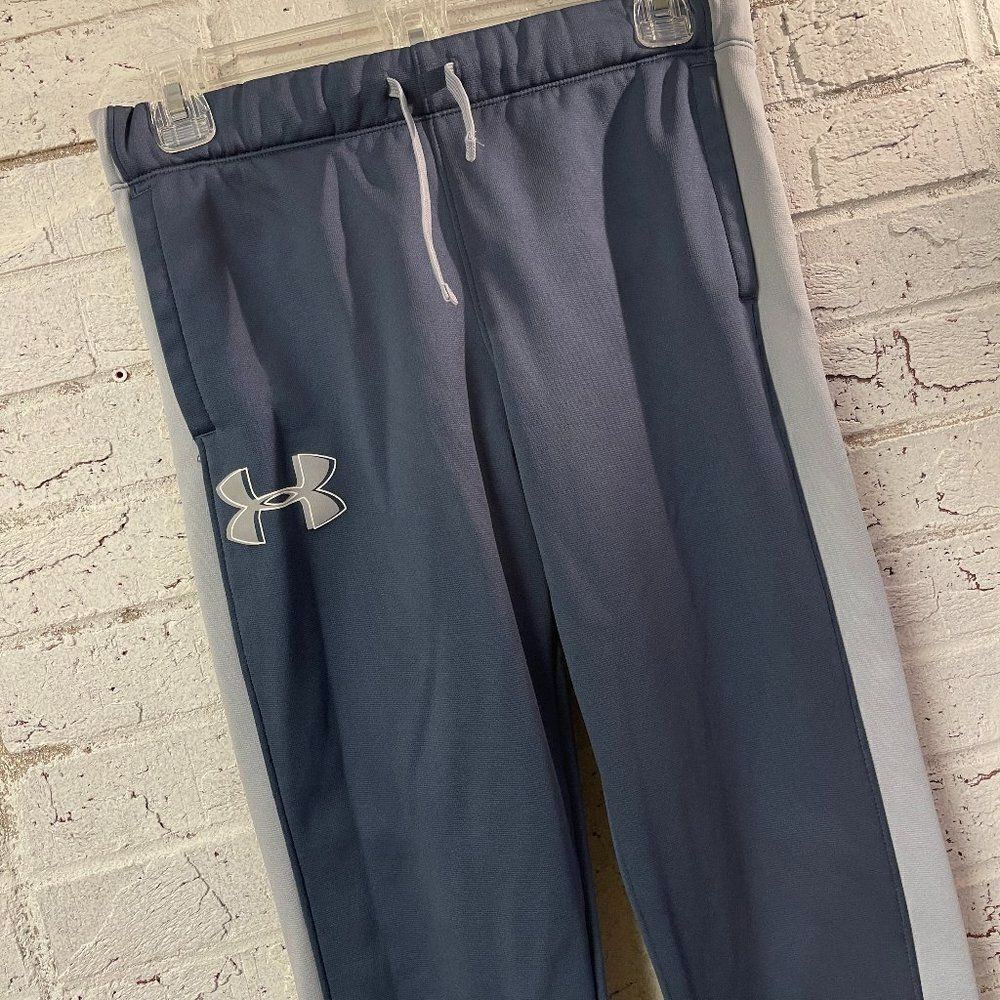 Under Armour Cold Gear Blue Gray Fleece Jogging Athletic Pants Youth large